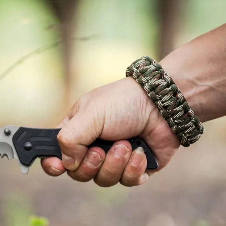 Bracelet de Survie - ParacordSurvivalBracelet™ - Camouflage - Expériences en plein air