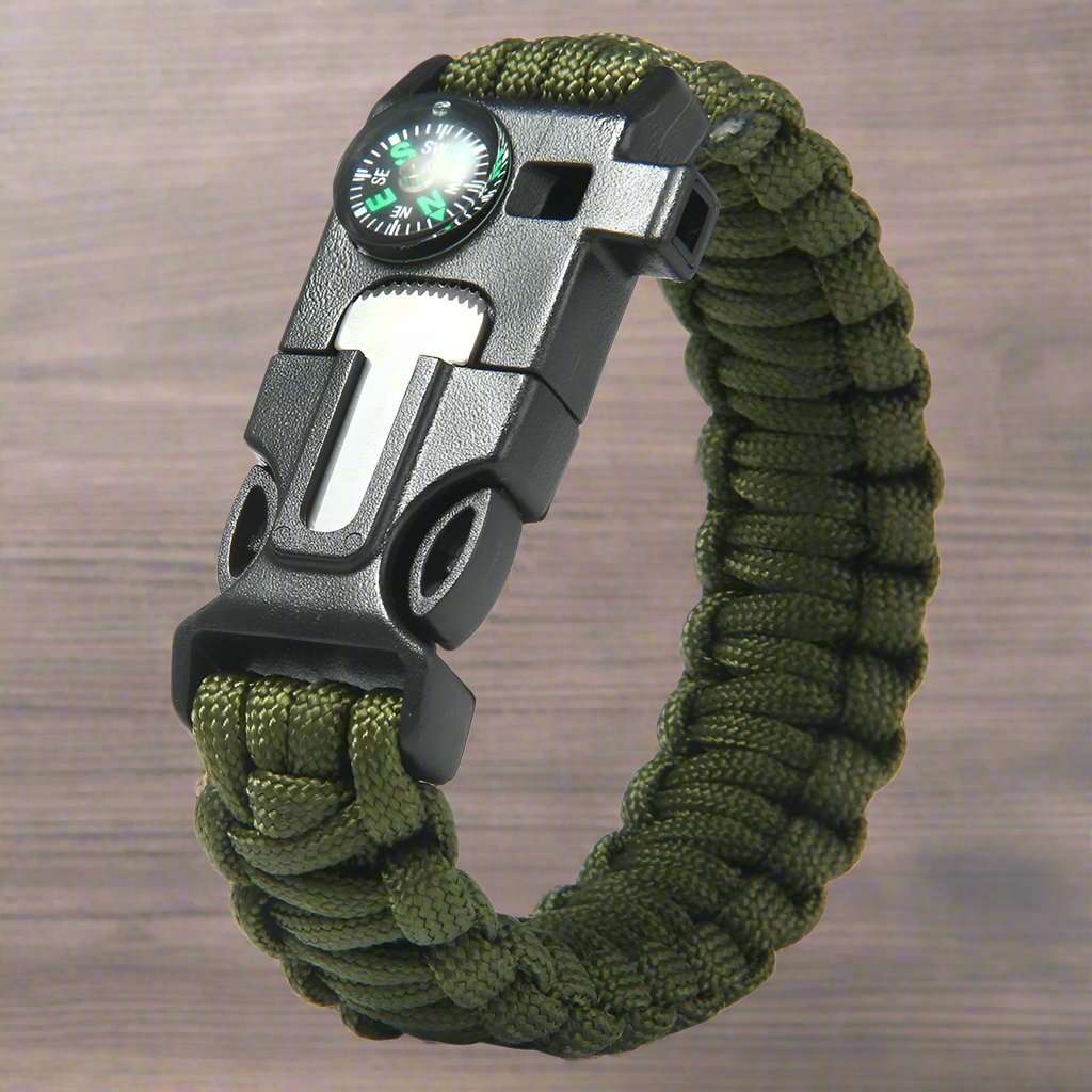 Bracelet de Survie - ParacordSurvivalBracelet™ - Vert Militaire - Expériences en plein air